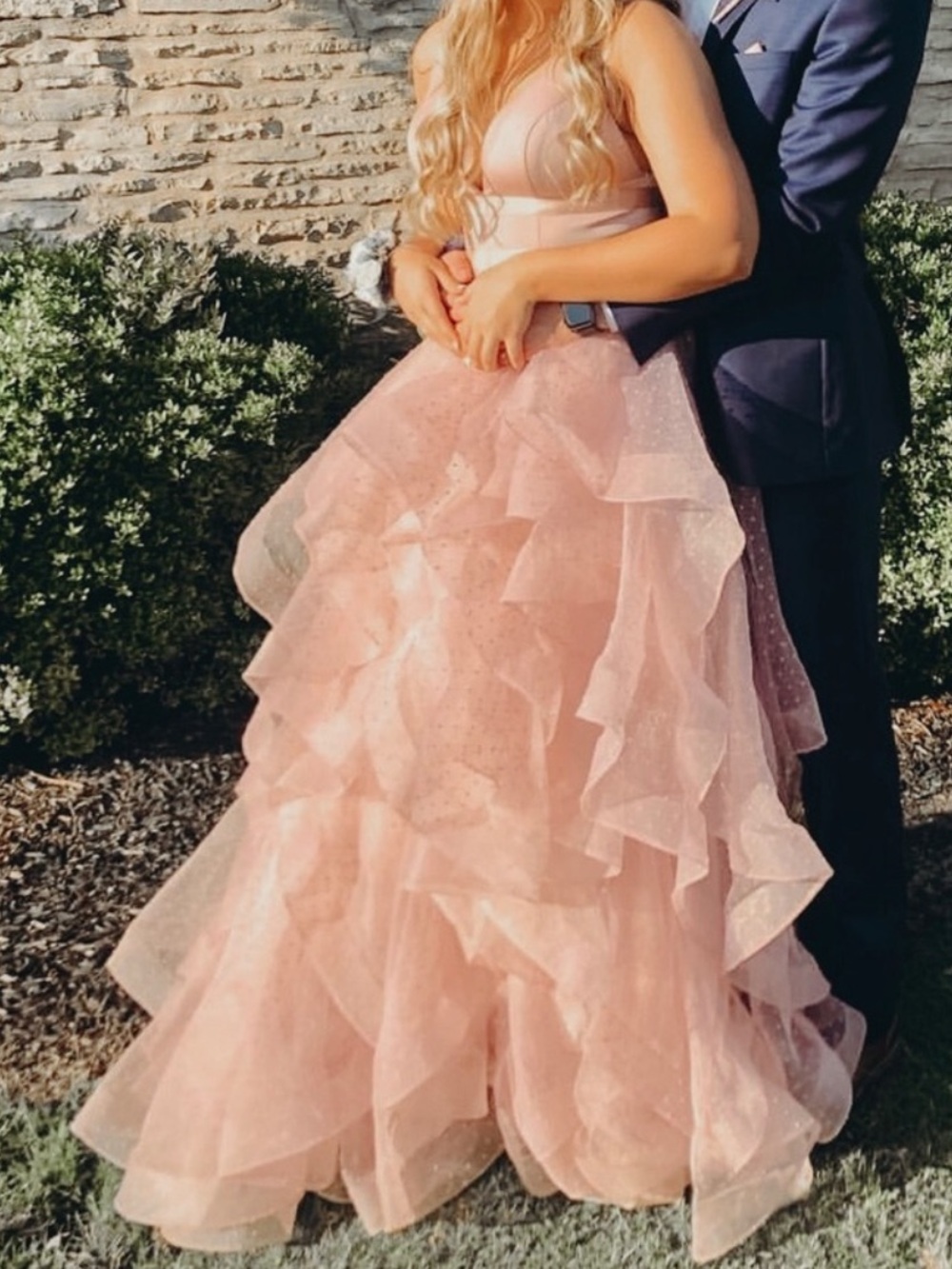 SALE SHERRI HILL Swiss Dot Ruffle Tulle Gown